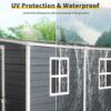 Outdoor Storage Shed With Floor Resin Shed With Two-Window, Waterproof, Lockable Doors For Patio, Yard, Lawn - Black - Image 7