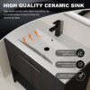 Modern 36" Bathroom Vanity With Ceramic Sink And Soft Closing Doors - Dark Oak - Image 10