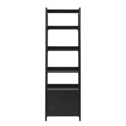 Transitional Narrow Bookshelf With Drawer On Bottom - Black