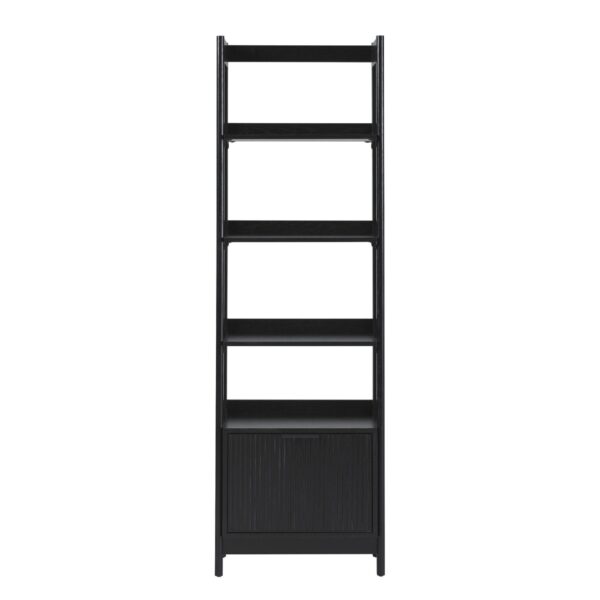 Transitional Narrow Bookshelf With Drawer On Bottom - Black