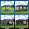 10'X10' Folding Canopy With 4 Removable Sidewalls Outdoor Event Shelter UPF 50+ Gazebo Portable Tents For Parties Beach Camping Wedding Ez Pop Up Canopy 4 Pieces Weight Bag + Carry Bag - Black - Image 6