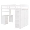Twin Size Loft Bed With Drawers, Desk, And Wardrobe - White - Image 2
