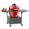 Outdoor Grill Table For Big Egg Style Bbq Metal Grill Cart With 2 Folding Panels Metal - Black - Image 10