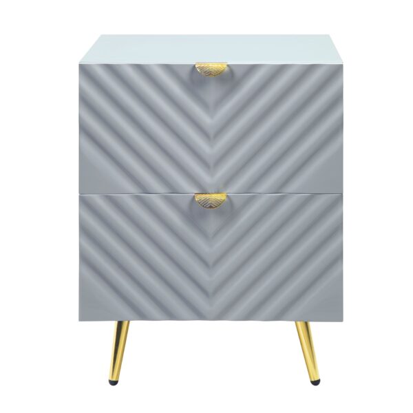 Gaines - High Gloss Nightstand - Gray