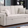 Cody II - Woven Fabric Convertible Sleeper Loveseat With Cup Holder, Charging Ports, Side Pocket, and Pocket Coil Seating - Beige - Image 7