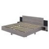 King Size Floating Platform Bed, With LED Lights, Bedside Nightstand - Gray - Image 3