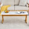 Modern Marble Pattern Coffee Table With Metal Legs, Sintered Stone Surface - White / Gold - Image 8
