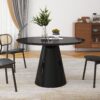 Modern High Gloss Minimalist Round Dining Table - Black - Image 10