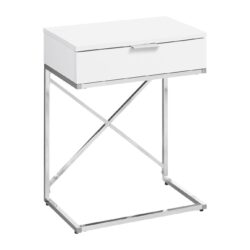 Accent Side Table, Storage Drawer, Contemporary And Modern - White