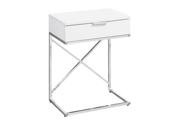 Accent Side Table, Storage Drawer, Contemporary And Modern - White