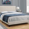 Queen Size Bed Upholstered Transitional - Beige - Image 9