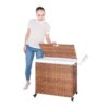 Laundry Hamper With Lid PE Rattan Powder Coating Frame Clothes Hampers With 2 Removable Bags, Wheels, 160L - Brown - Image 47