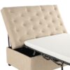 Convertible Folding Sofa Bed Ottoman With Memory Mattress And Tufted Design - Beige - Image 14