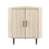 Contemporary 2 Door Mixed-Material Corner Accent Cabinet - Birch - Image 2
