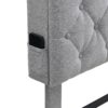 Modern Queen Size Upholstered Platform Bed Frame With Button Tufted Linen Fabric Headboard And USB Ports - Light Gray - Image 12