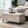 Parisian Upholstered Fabric Storage Ottoman - Beige / Reclaimed Natural - Image 2