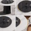 59.05" Modern Artificial Stone Round Carbon Steel Base Dining Table, Can Accommodate 6 People, Black Artificial Stone Turntable - White / Black - Image 4