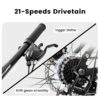 A2660 Mountain Bike 26" Wheels, 21 Speed Full Suspension Mens Womens Trail Commuter City Mountain Bike, Carbon Steel Frame Disc Brakes Thumb Shifter Front Fork Rear Shock Absorber Bicycles - Gray - Image 5