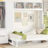 Queen Size Murphy Wall Bed With Closet And Drawers - White - Image 20