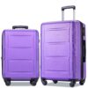 Expanable Spinner Wheel 2 Piece Luggage Set ABS Lightweight Suitcase With Tsa Lock 20" / 24" - Purple - Image 5