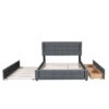Queen Size Upholstered Platform Bed With Trundle And Drawers - Gray - Image 7