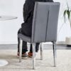 Armless Dining Chairs, Grid And Buckle Design Of The Back (Set of 4) - Gray - Image 9