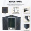 Outdoor Metal Storage Shed With Floor Base - Black - Image 3