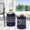 Delight - Powder Coated Iron End Table, (Set of 2) - Navy Blue - Image 4