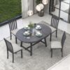 Modern Farmhouse 5 Piece Wood Dining Table Set With Extendable Round Table And 4 Chairs - Gray - Image 3