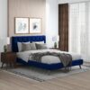 Dillon - Velvet Platform Bed Queen Size - Blue - Image 7