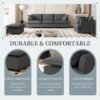 3 Piece Living Room Set Modular L Shaped Sectional Couch Upholstered, 3 Seater Sofa & Armchair & Movable Ottoman 5 Seat - Gray - Image 11