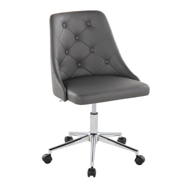 Marche - Contemporary Swivel Task Chair With Casters - Chrome / Gray