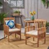 Casa - Rustic Dining Chair Set With Cushions, Acacia Wood, 2 Pieces - Brown - Image 6