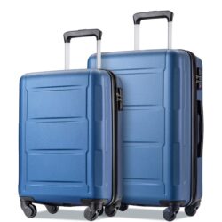 Expanable Spinner Wheel 2 Piece Luggage Set ABS Lightweight Suitcase With Tsa Lock 20" / 24" - Blue