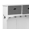 Hall Tree With 6 Hooks And Hinged Lid, Coat Hanger, Entryway Bench, Storage Bench, 3 In 1 Design, For Entrance, Hallway - White - Image 18