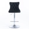 Swivel Velvet Barstools Adjusatble Seat Height From 25-33", Modern Upholstered Chrome Base Bar Stools With Backs Comfortable Tufted For Home Pub And Kitchen Island (Set of 2) - Black - Image 3