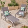 Oxton - Outdoor Chaise Lounge With Adjustable Aluminum Frame - Gray - Image 3
