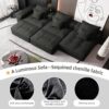 Modern Oversized Modular Sectional Sofa, Sparkling Chenille Fabric Soft Cushion Sofa With 6 Pillows, 6 Pieces Diy Combination Tufted Sofa, No Assembly Required - Black - Image 18
