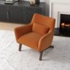 Brayden - Mid-Century Modern Velvet Armchair - Burnt Orange / Wood - Image 14