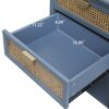 2 Drawer Side Table, Natural Rattan, American Furniture, End Table Suitable For Bedroom, Living Room, Or Study - Blue - Image 6