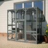 Outdoor Cat House Wooden Catio Enclosure With Cover - Large Cat Cage With Jump Platforms And Condos, Weatherproof - Gray - Image 2