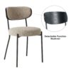 Boucle Modern Kitchen Dining Chair With Ash Veneer Bentwood Back (Set of 2) - Brown - Image 5