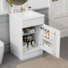 20" Bathroom Vanity With Sink, Freestanding Cabinet With Door Shelf And Adjustable Shelf, And Ceramic Construction - White - Image 2