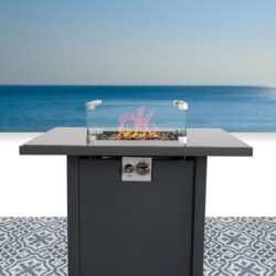 Outdoor Fire Pit Table With Lid High-Quality Materials - Gray