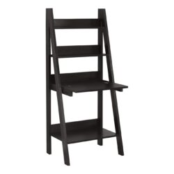 Computer Desk For Home Office, Laptop, Leaning, Storage Shelves, Contemporary & Modern - Espresso