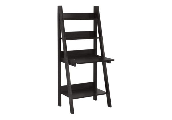 Computer Desk For Home Office, Laptop, Leaning, Storage Shelves, Contemporary & Modern - Espresso