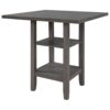 5 Piece Wooden Counter Height Dining Set With Padded Chairs, Storage Shelving - Gray - Image 8