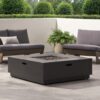 Modern Square Iron Fire Pit With 50, 000 Btu Output - Dark Gray - Image 6