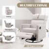 Modern Upholstered Rocker Nursery Chair Plush Seating Glider Swivel Recliner Chair - Tan - Image 2