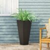Outdoor Modern Cast Stone Planter - Black - Image 3